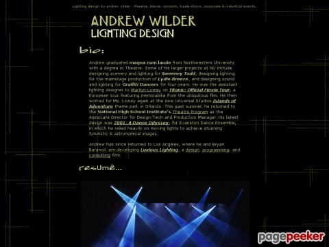 Andrew Wilder, Lighting Design