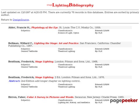 Stage Lighting Bibliography